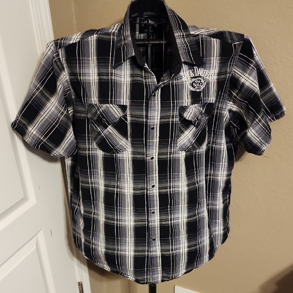 Jack Daniel's Black and White Checkered Men's Shirt